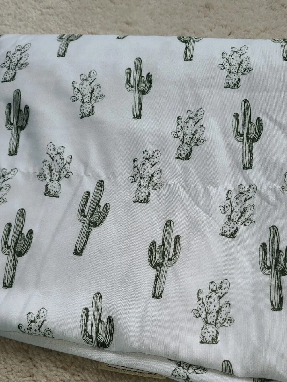 Wrangler White Bed Sheet Set with Green Cactus Print